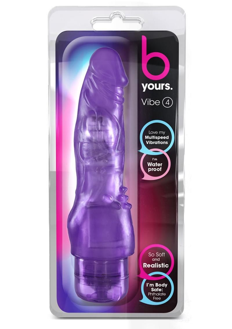B Yours Vibe 4 Vibrating Dildo 8in, Colour: Purple