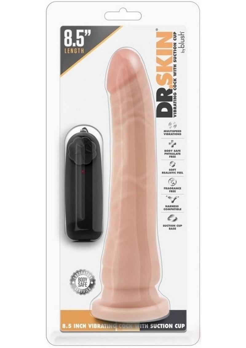 Dr. Skin Silver Collection Vibrating Dildo with Suction Cup and Wired Remote Control 8.5in