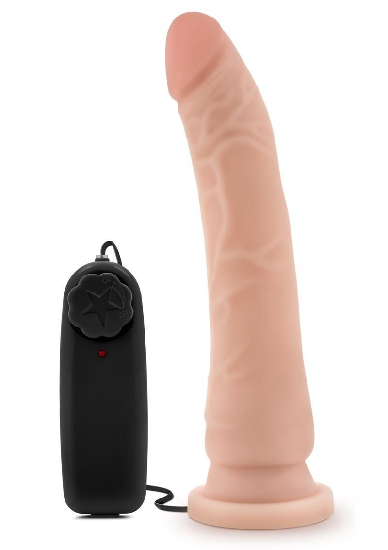 Dr. Skin Silver Collection Vibrating Dildo with Suction Cup and Wired Remote Control 8.5in