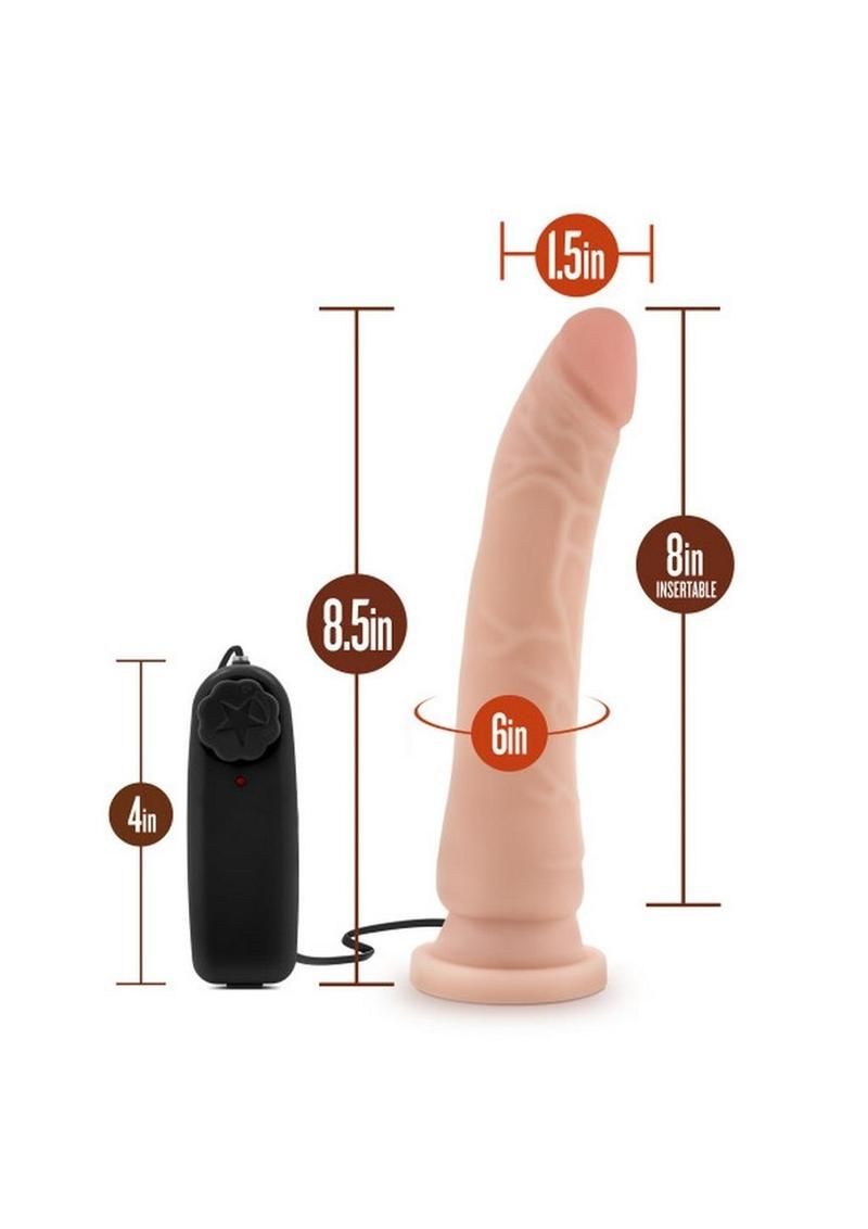 Dr. Skin Silver Collection Vibrating Dildo with Suction Cup and Wired Remote Control 8.5in