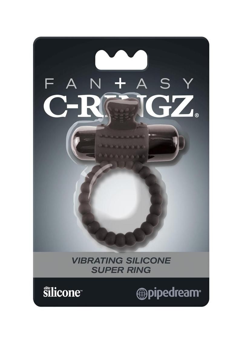 Fantasy C-Ringz Vibrating Silicone Super Cock Ring with Bullet, Colour: Black