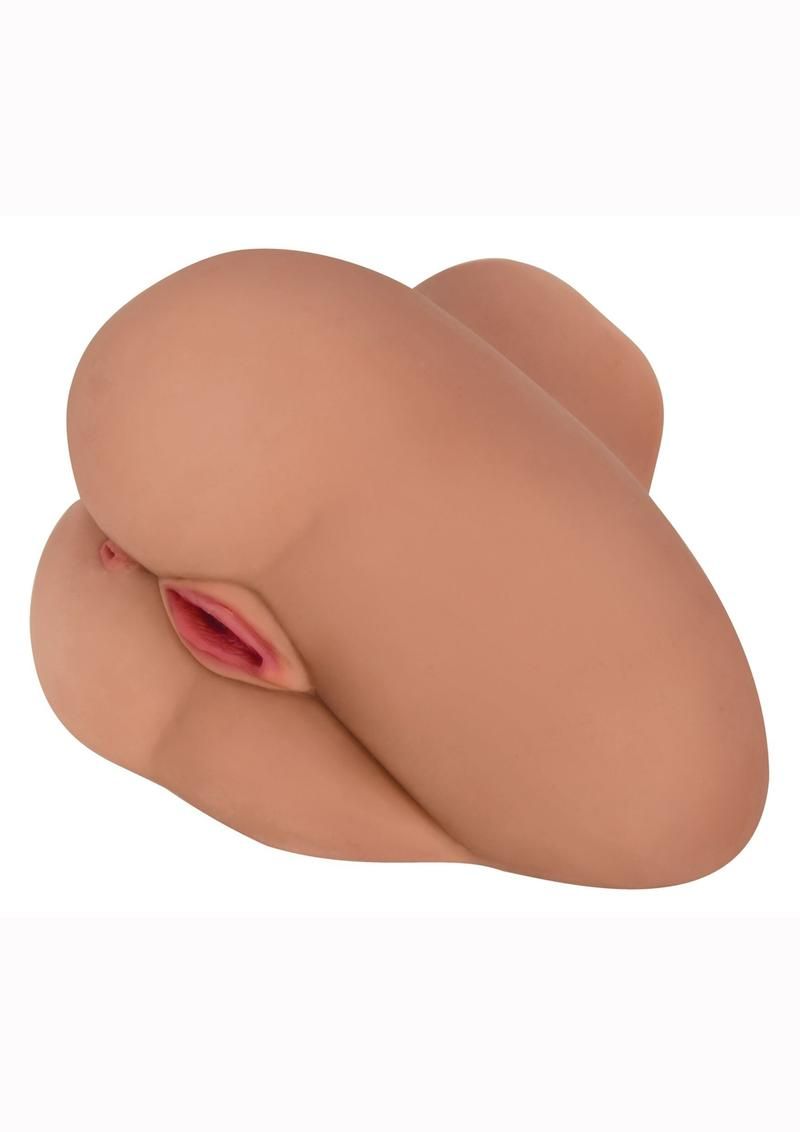 Mistress Alexis Vibrating BioSkin Sidesaddle Stroker - Pussy and Ass - Caramel