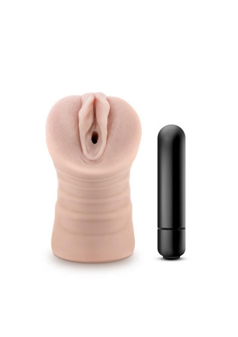 M for Men Rain Vibrating Masturbator with Bullet - Pussy - Vanilla