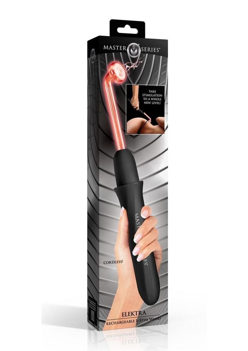 Master Series Elektra Rechargeable E-Stim Wand, Colour: Black
