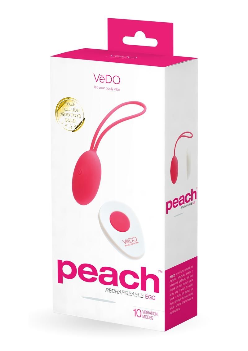 VeDO Peach Rechargeable Silicone Egg Vibrator with Remote Control