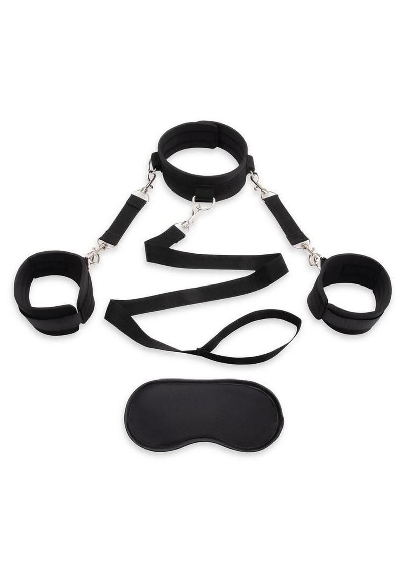 Lux Fetish Collar &amp; Leash Set With Removable Cuffs