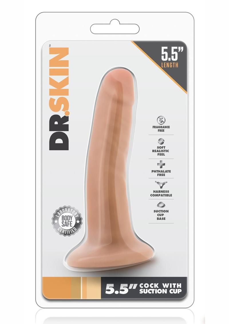 Dr. Skin Silver Collection Dildo with Suction Cup 5.5in, Colour: Vanilla
