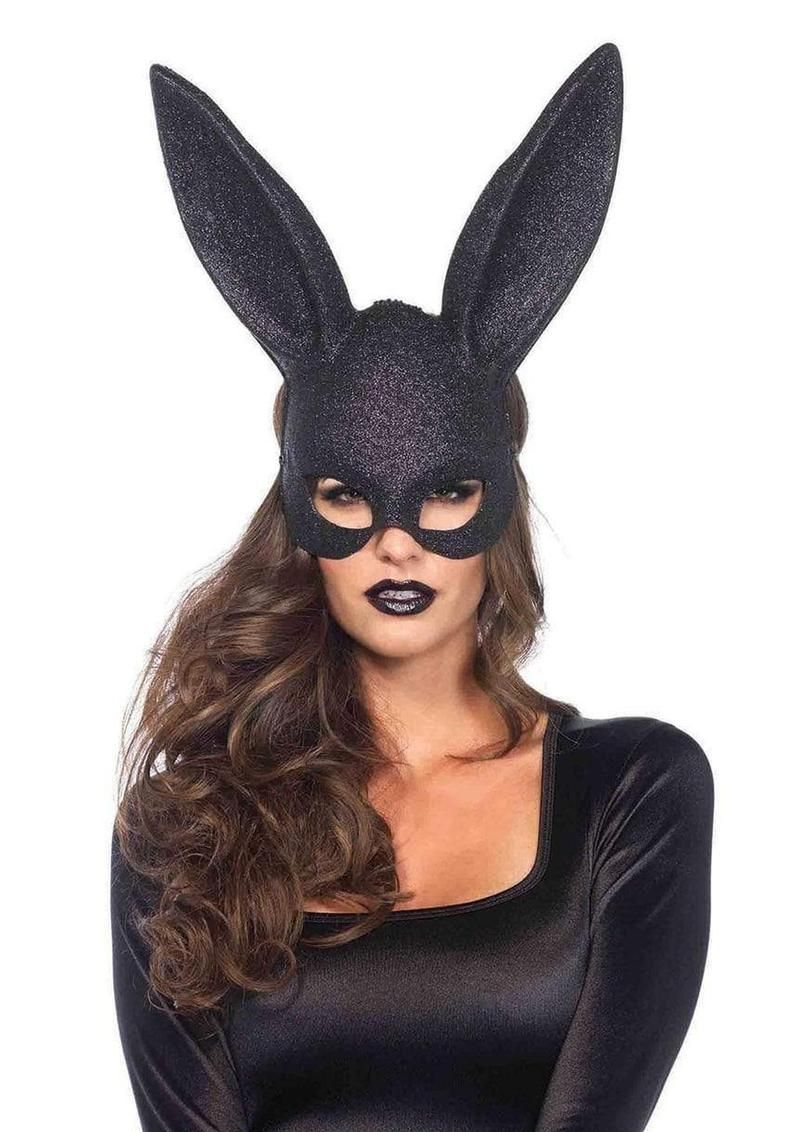 Masquerade Bunny Mask - OS, Colour: Black Glitter