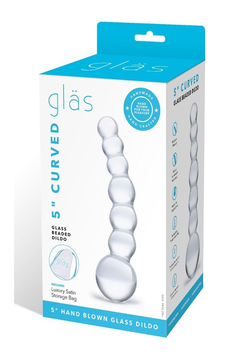 Glas Curved Beaded Glass Dildo 5in