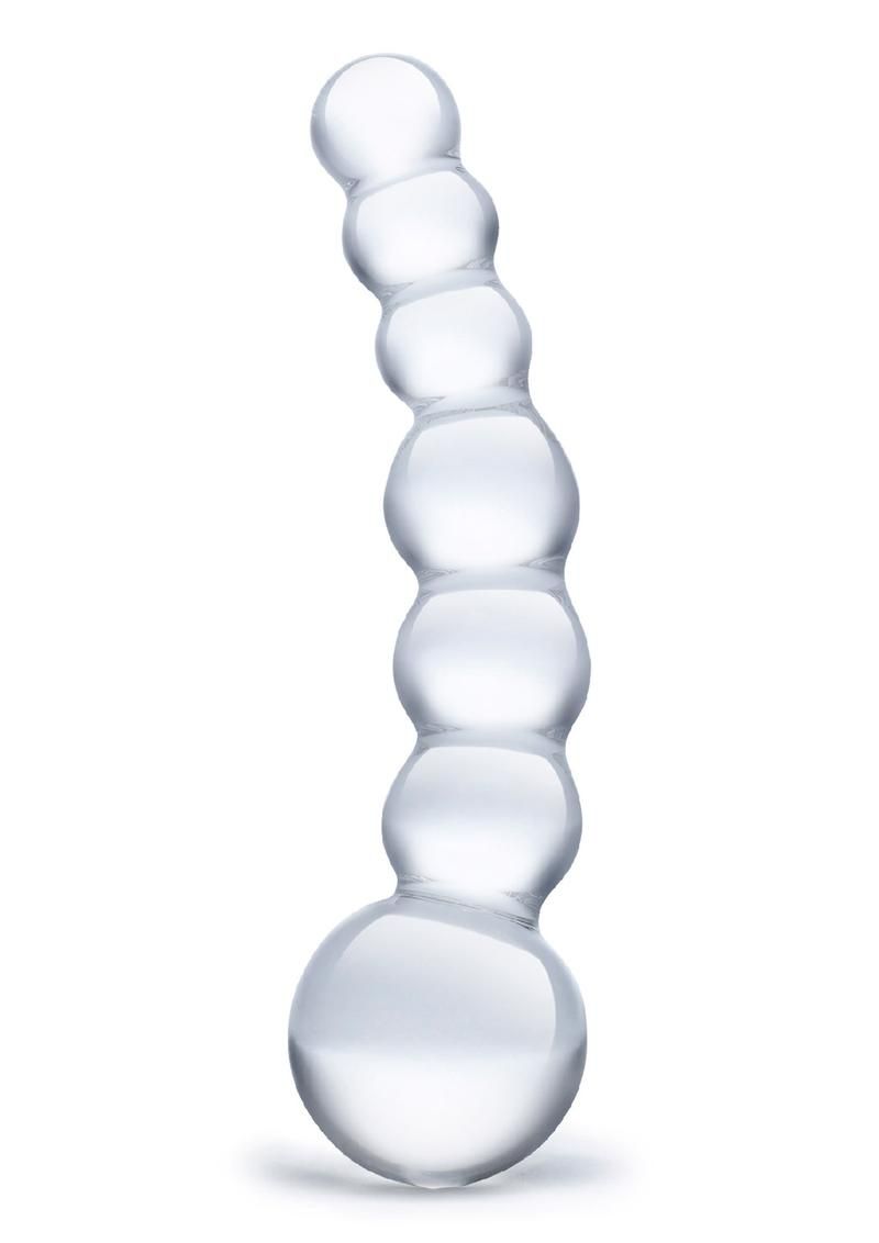 Glas Curved Beaded Glass Dildo 5in