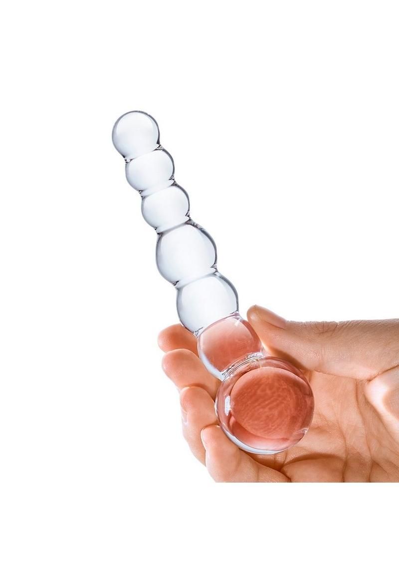 Glas Curved Beaded Glass Dildo 5in