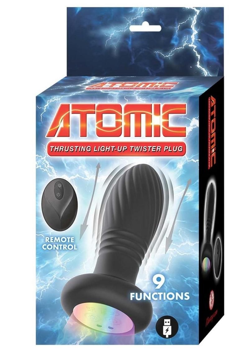 Atomic Thrusting Light-Up Twister Rechargeable Silicone Plug with Remote Control