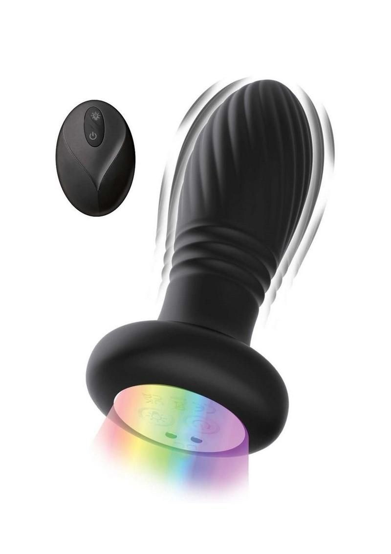 Atomic Thrusting Light-Up Twister Rechargeable Silicone Plug with Remote Control