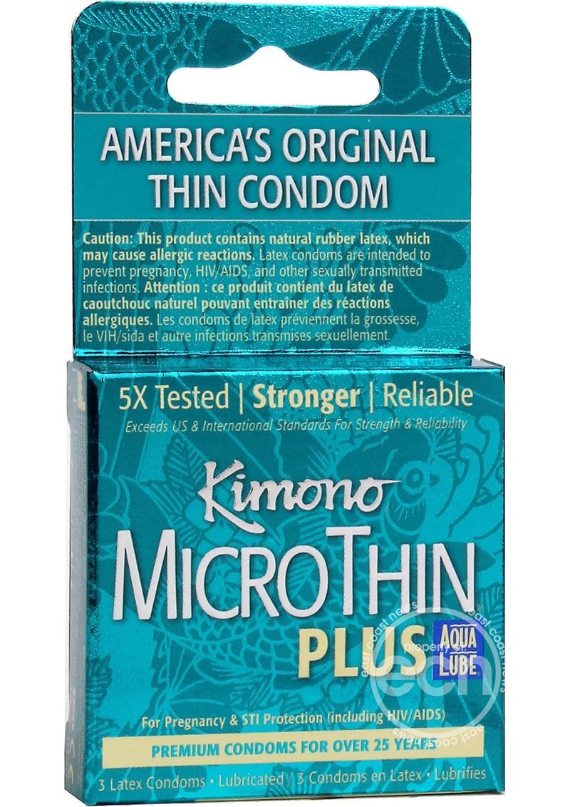 Kimono MicroThin Plus Aqua Lube Condoms 3 Pack