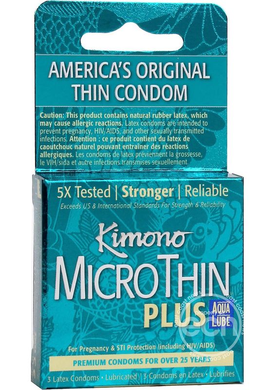 Kimono MicroThin Plus Aqua Lube Condoms 3 Pack