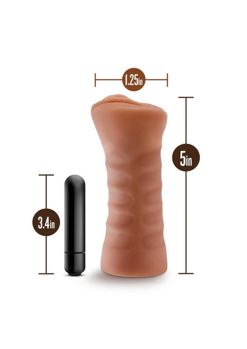 M for Men Julieta Vibrating Masturbator with Bullet - Pussy - Caramel