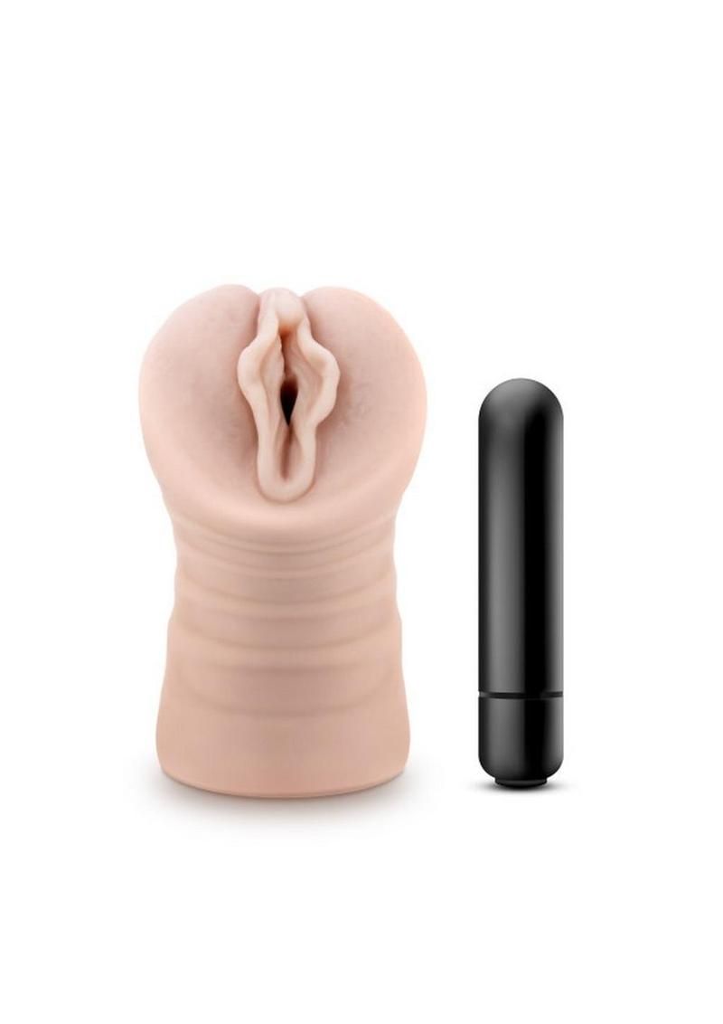 M for Men Ashley Vibrating Masturbator with Bullet - Pussy - Vanilla