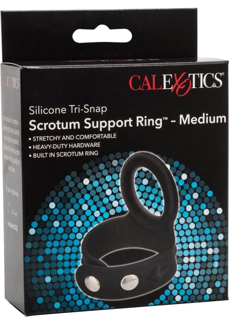 Silicone Tri-Snap Scrotum Support Cock Ring - Medium