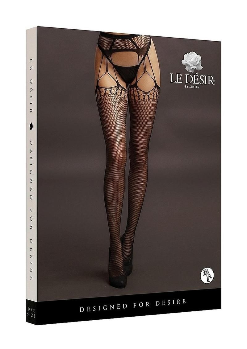Le Desir Shredded Suspender Pantyhose - O/S