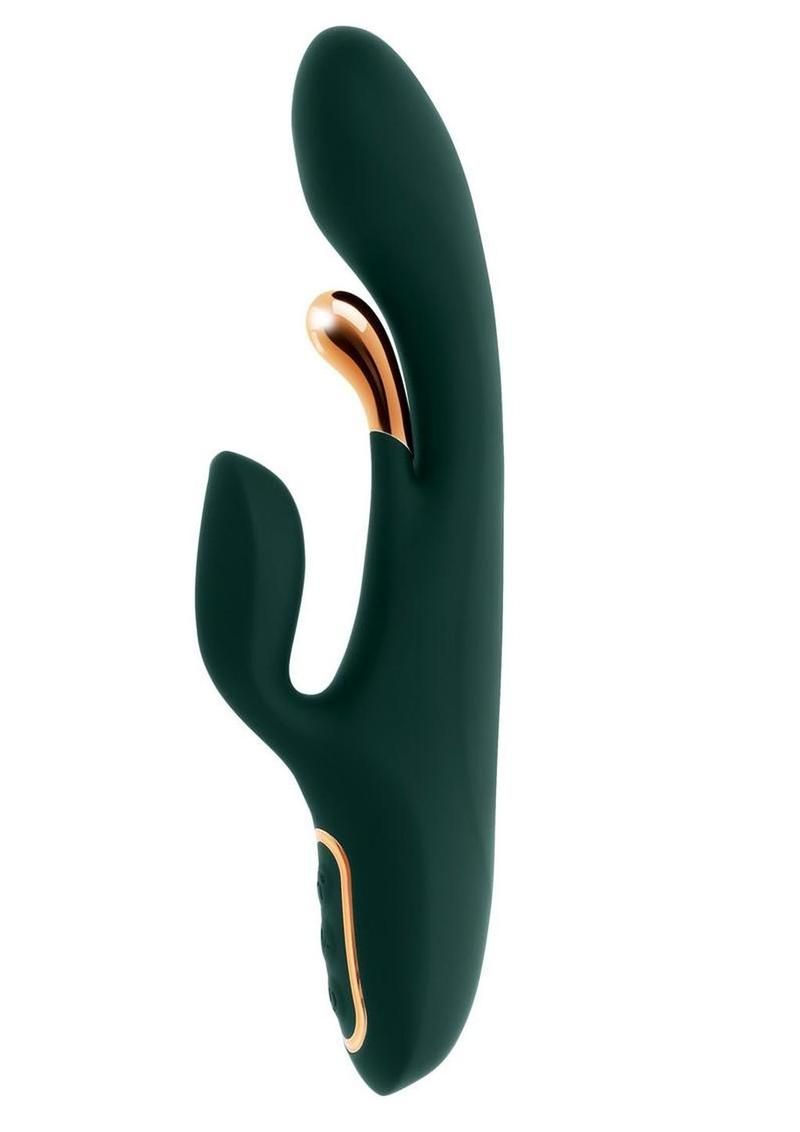 Golden Goddess Rechargeable Silicone Vibrator with Clitoral Stimulator