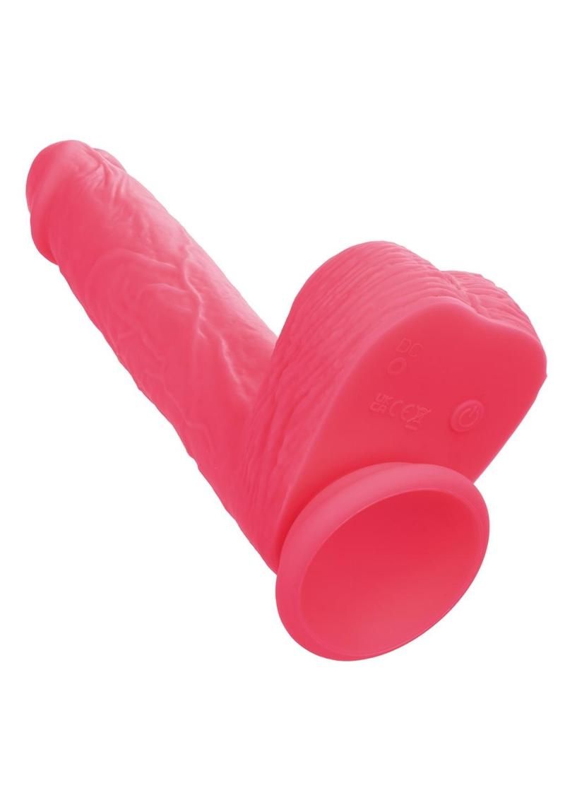 Silicone Studs Rumbling &amp; Thrusting Rechargeable Dildo 7in - Pink