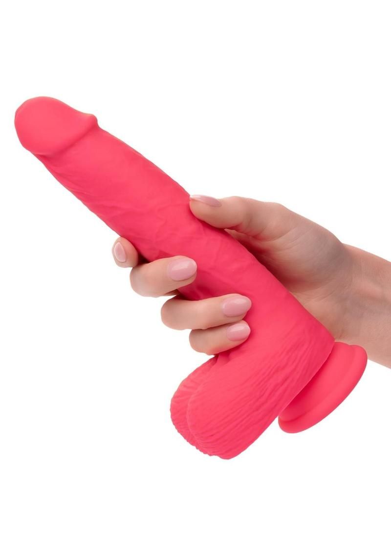 Silicone Studs Rumbling &amp; Thrusting Rechargeable Dildo 7in - Pink