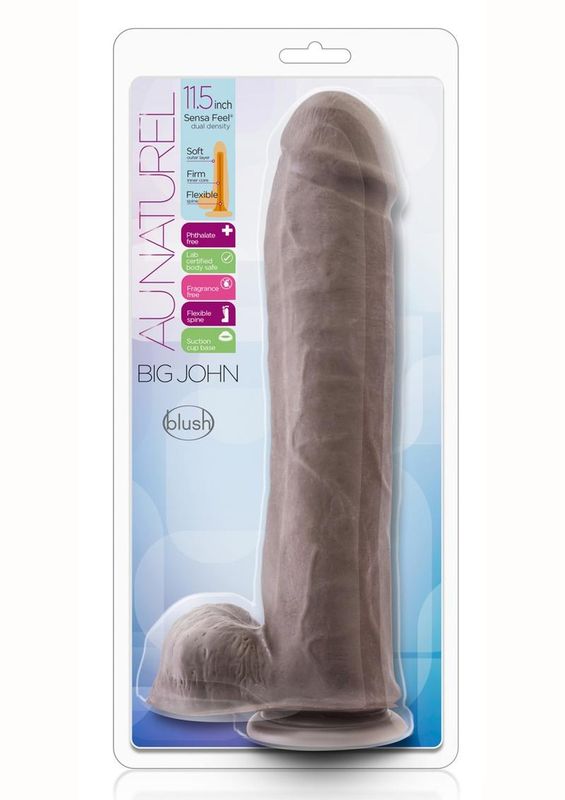 Au Naturel Big John Sensa Feel Dual Density Dildo with Balls 11.5in
