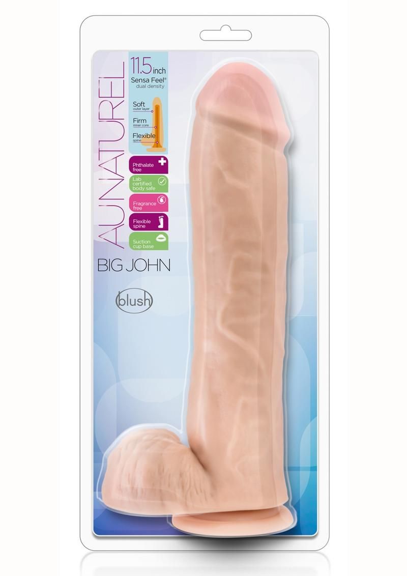 Au Naturel Big John Sensa Feel Dual Density Dildo with Balls 11.5in