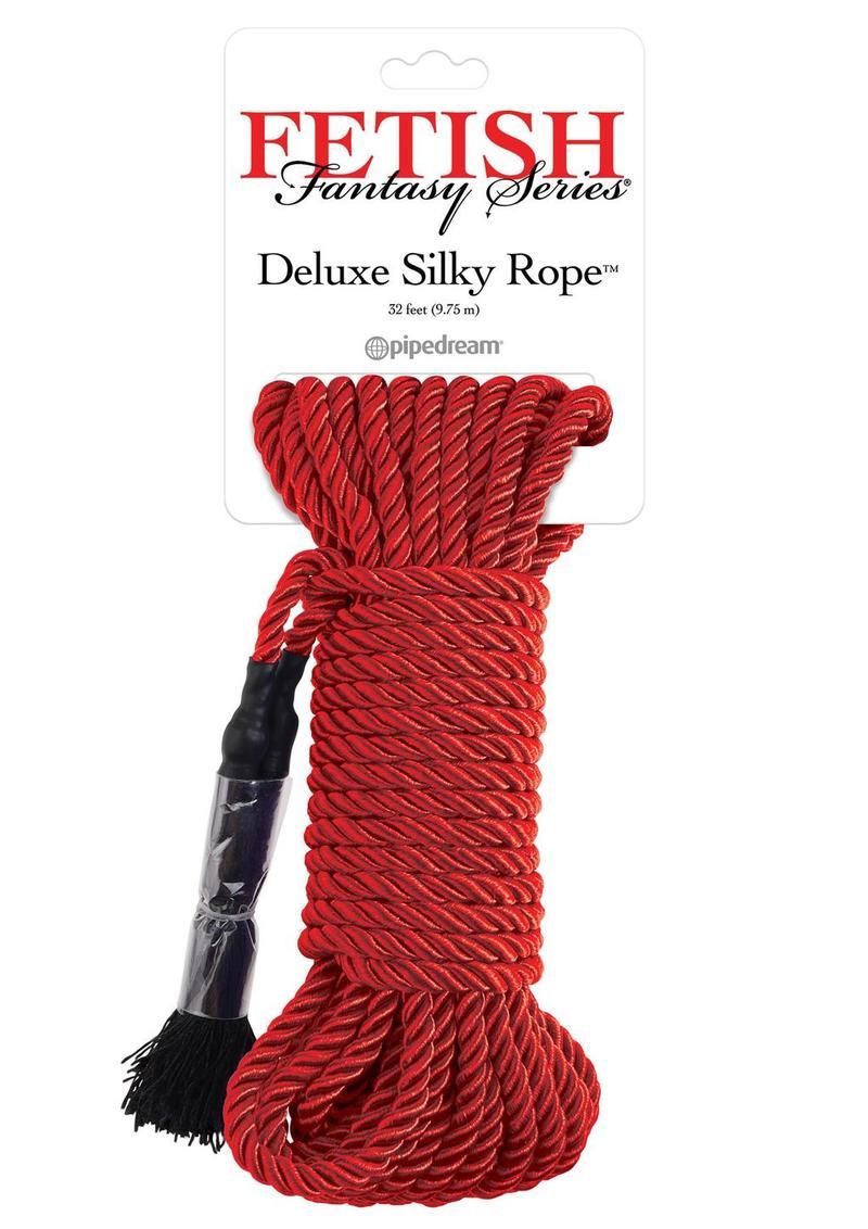 Fetish Fantasy Series Deluxe Silky Rope 32ft, Colour: Red