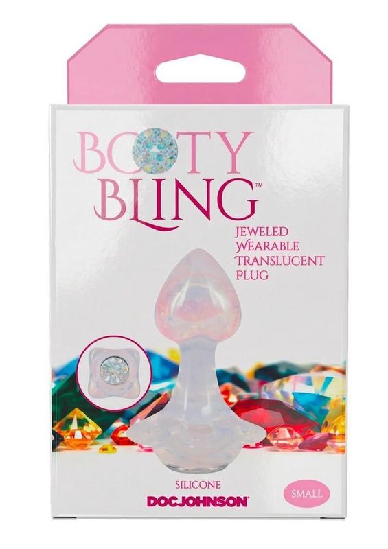 Booty Bling Jeweled Wearable Translucent Silicone Anal Plug - Small