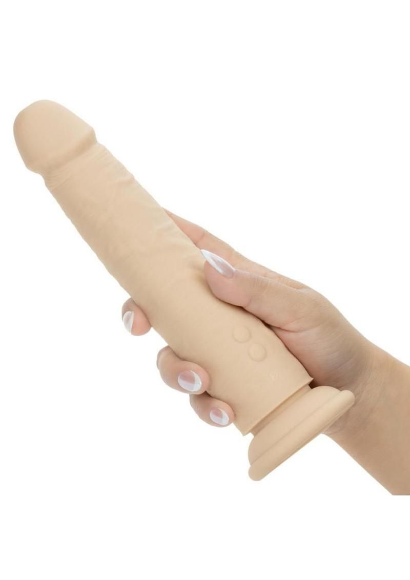 Rechargeable Vibrating &amp; Thrusting Silicone Studs - Vanilla