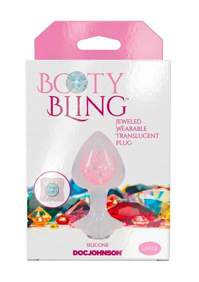 Booty Bling Jeweled Wearable Translucent Silicone Anal Plug - Large