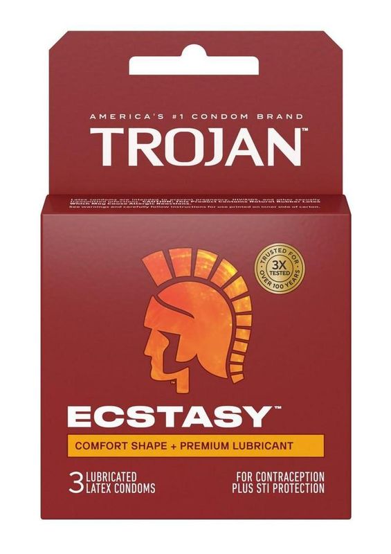 Trojan Condom Stimulations Ecstasy Lubricated 3 Pack