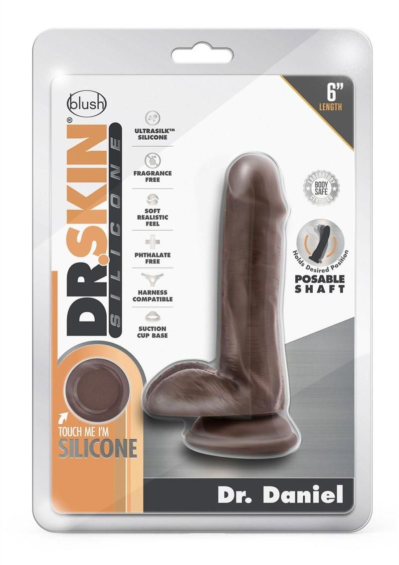 Dr. Skin Platinum Collection Dr. Daniel Silicone Dildo with Balls and Suction Cup 6in