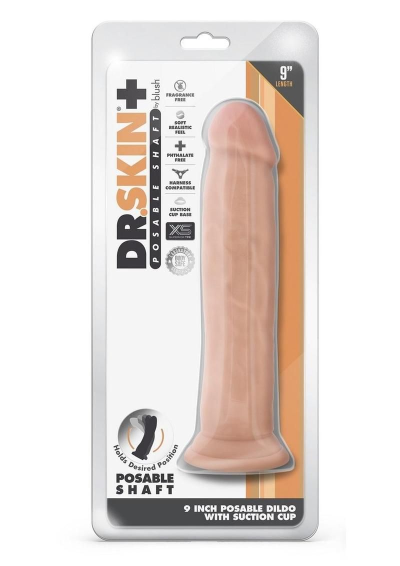 Dr. Skin Plus Gold Collection Thick Posable Dildo with Suction Cup 9in