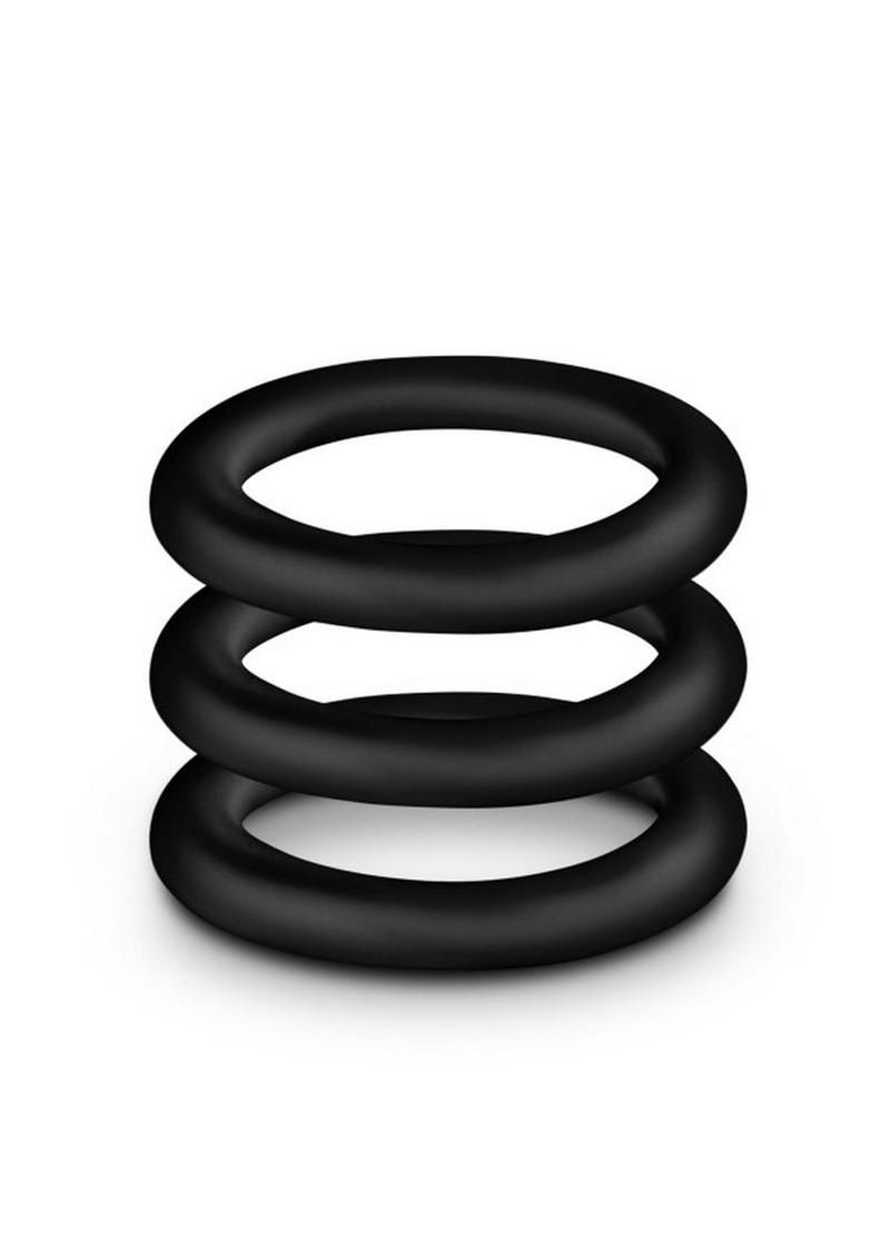 Performance VS3 Pure Premium Silicone Cock Rings (3 Pack) - Large - Black