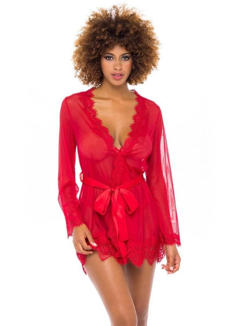 Oh La La Provence Short Sheer Robe, Size: S/M