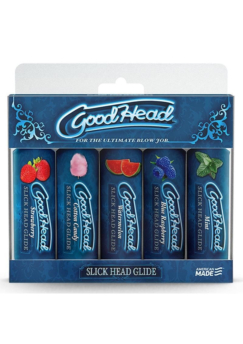 GoodHead Slick Head Glide Water Based Flavored Lubricants 5pc Set Assorted Flavors