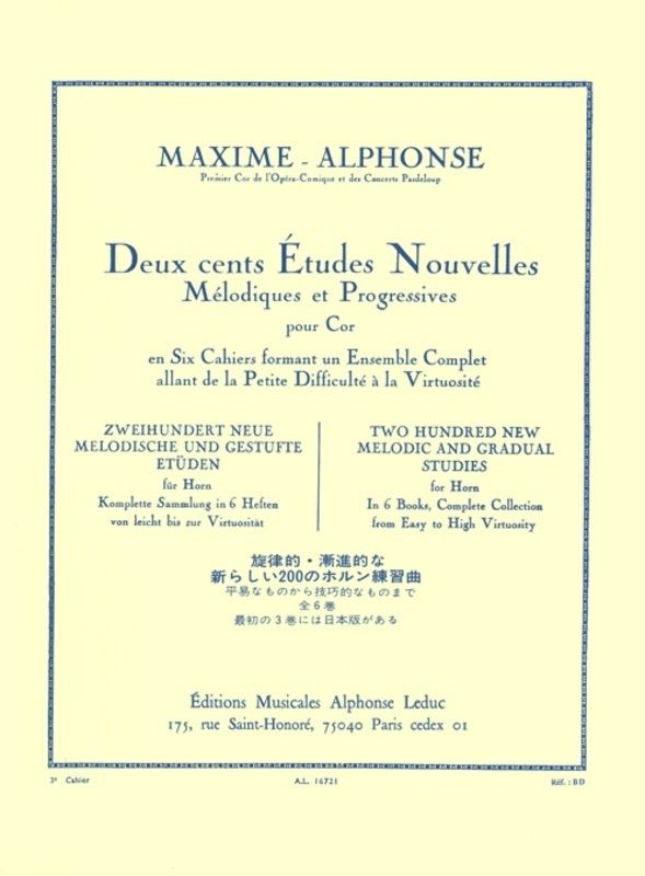 200 NEW MELODIC AND GRADUAL STUDIES VOL 3 HORN - Maxime-Alphonse