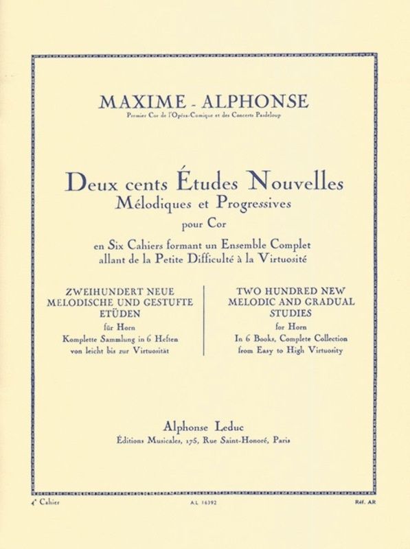 ALPHONSE - 200 ETUDES FOR HORN VOL 4 - Maxime-Alphonse