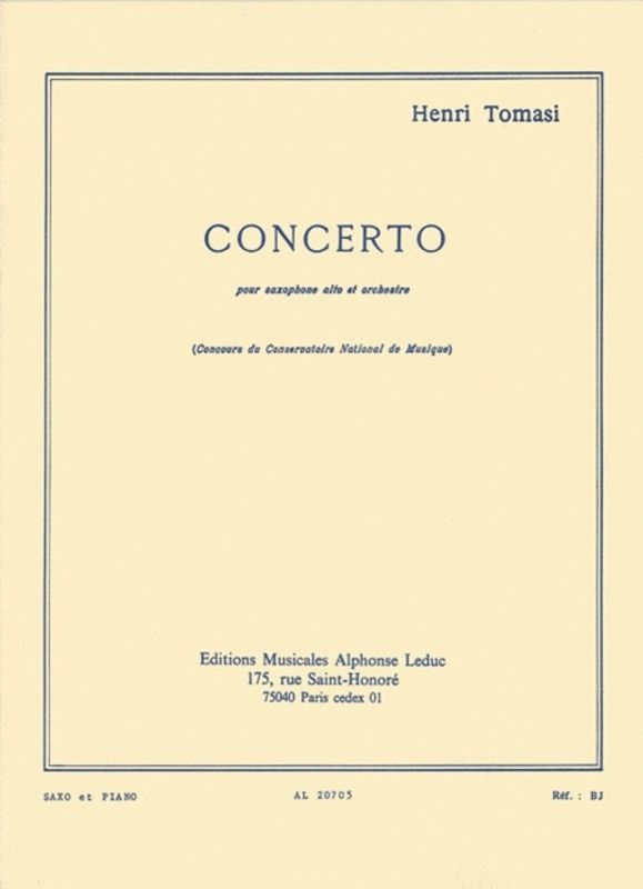 CONCERTO ALTO SAXOPHONE AND PIANO - TOMASI HENRI