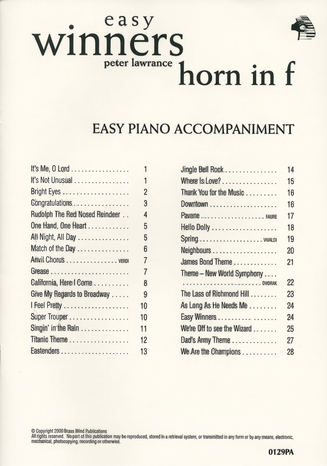 EASY WINNERS F HORN PIANO ACCOMP