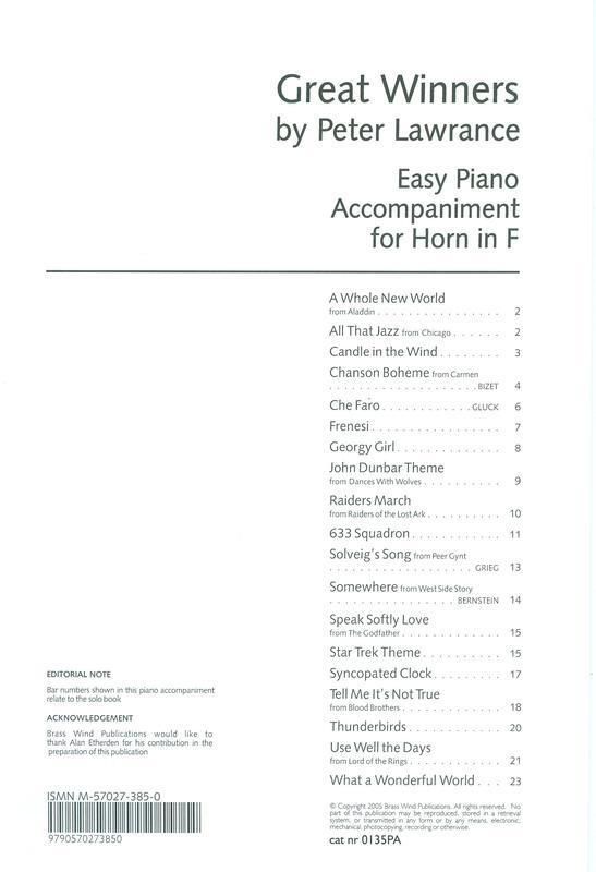 GREAT WINNERS FRENCH HORN PIANO ACCOMP