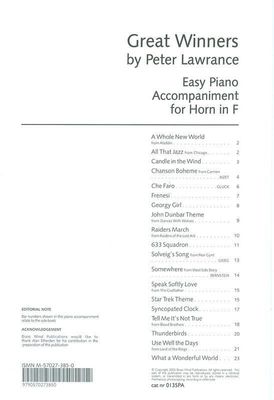 GREAT WINNERS FRENCH HORN PIANO ACCOMP