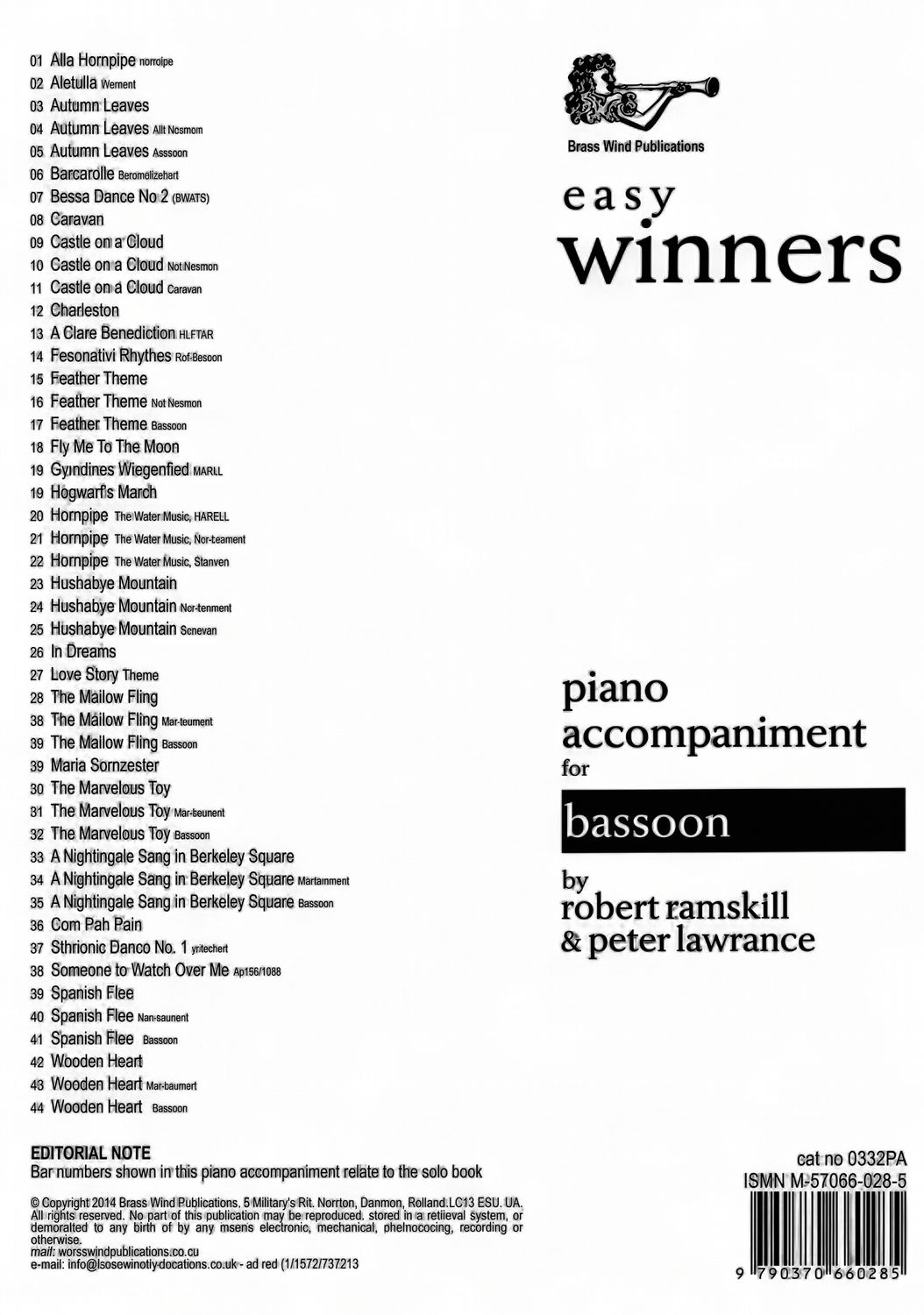 EASY WINNERS FOR BASSOON PIANO ACCOMPANIMENT