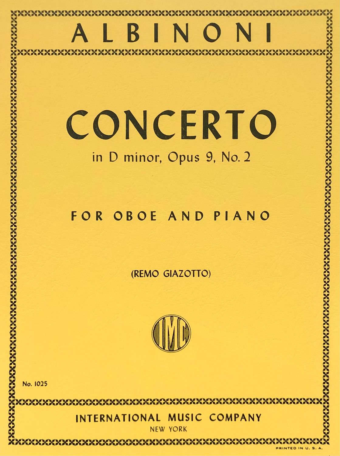 CONCERTO D MIN OP 9 NO 2 OB/PNO - ALBINONI