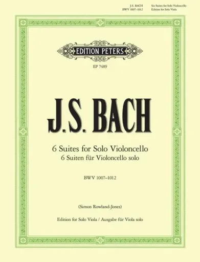 BACH SUITES 6 ORIG FOR VC ARR VLA SOLO BY ROWLNAD JON - Bach