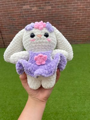 Cute Crochet purple and pink flower bunny plushie