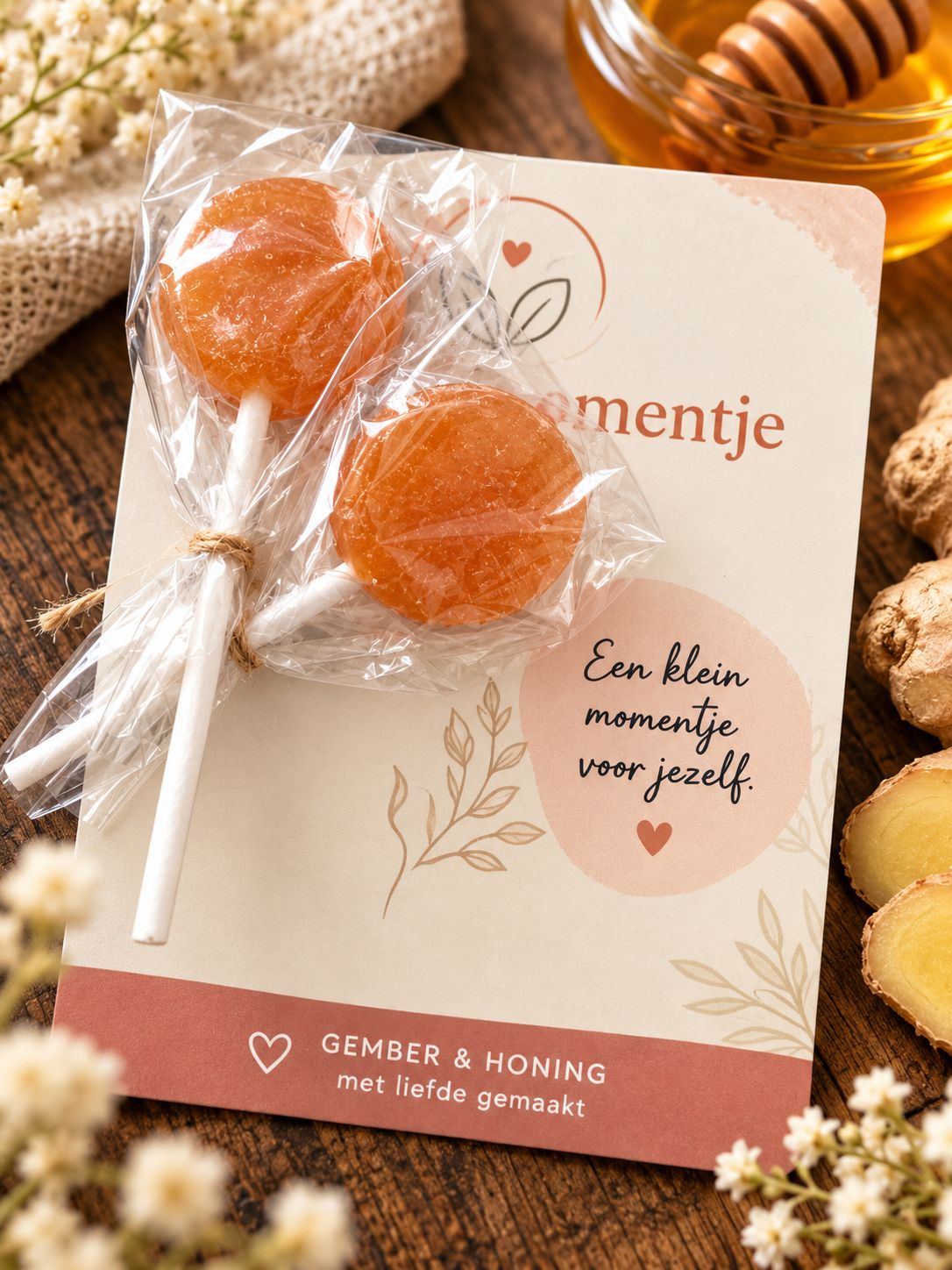 Honing- Gember lolly 10 stuks Honing- Gember lolly 10 stuks