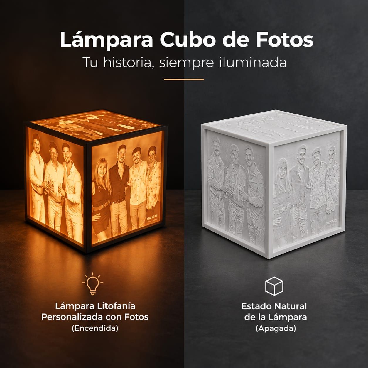 Cubo de Luz Personalizado con Fotos (Litofanía)